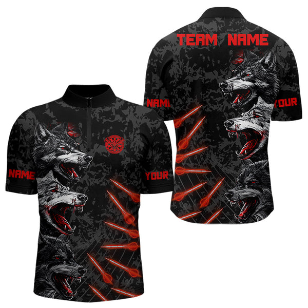 Custom Camouflage Wolf Darts Quarter-Zip Shirts For Men, Wolf Dart Team Shirt NYN0032