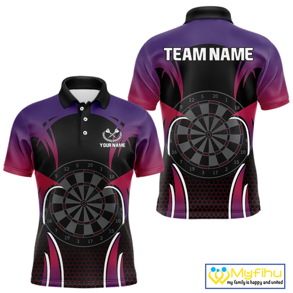 Custom Pink And Purple Dart Jerseys, Dart Men Polo Shirt Team Uniform NYN0384
