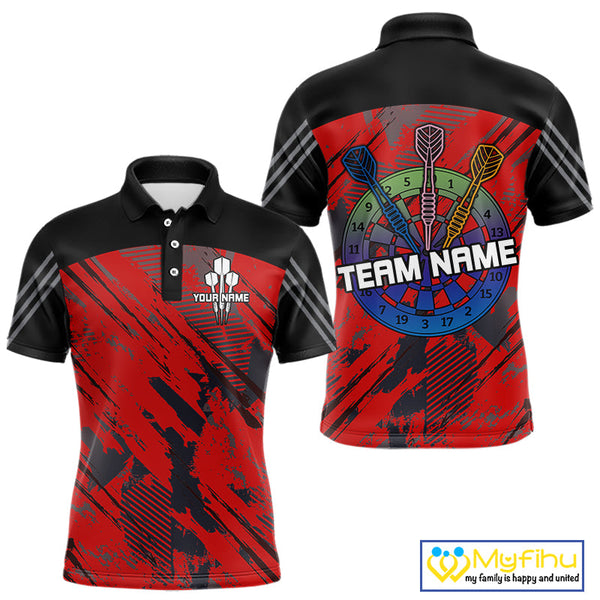 Custom Red Camo Dart Tournament Team Shirt, Dart Men Polo Shirts NYN0220