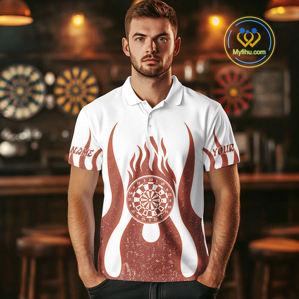 Custom Flame Dart Jerseys, Firefighter Skull Dart Team Polo Shirts For Men NYN0230