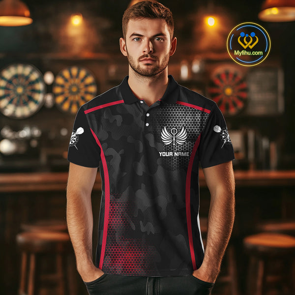 Custom Black And Red Dart Jerseys Darts Wings Polo Shirts For Men, Team Uniform NYN0080