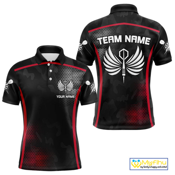 Custom Black And Red Dart Jerseys Darts Wings Polo Shirts For Men, Team Uniform NYN0080