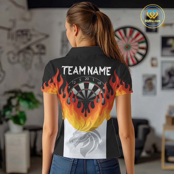Custom Flame Darts Jerseys, Dragon Dart Team Polo Shirts For Women NYN0090