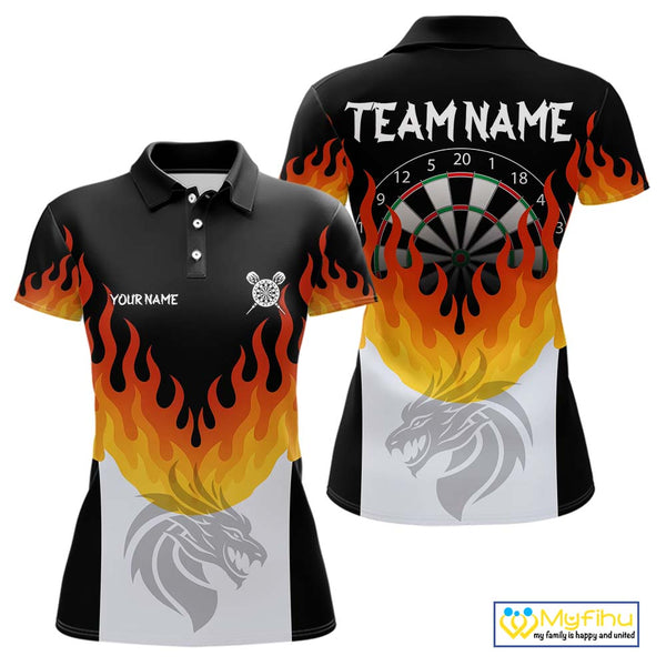 Custom Flame Darts Jerseys, Dragon Dart Team Polo Shirts For Women NYN0090