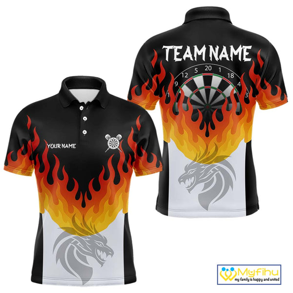 Custom Flame Darts Jerseys, Dragon Dart Team Polo Shirts For Men NYN0090