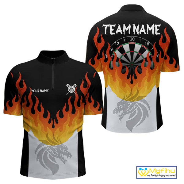 Custom Flame Darts Jerseys, Dragon Dart Team Quarter-Zip Shirts For Men NYN0090