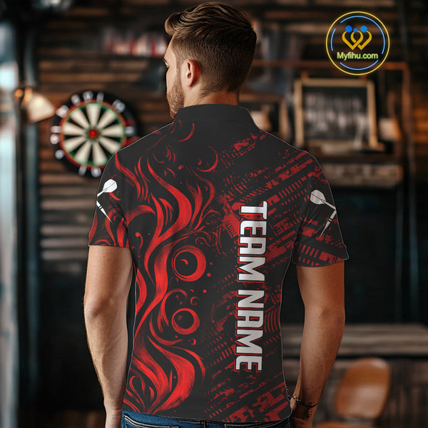 Custom Black And Red Dart Jerseys, Dart Team Polo Shirts For Men NYN0103
