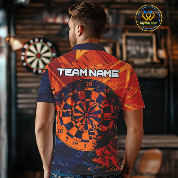 Custom Black And Orange Camo Dartboard Dart Team Men Polo Shirts, Dart Jerseys NYN0231