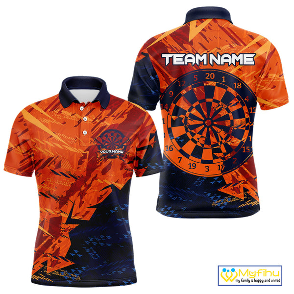Custom Black And Orange Camo Dartboard Dart Team Men Polo Shirts, Dart Jerseys NYN0231