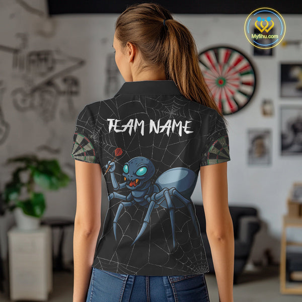 Custom Funny Spider Play Dart Team Women Polo Shirts, Halloween Dart Jerseys NYN0245