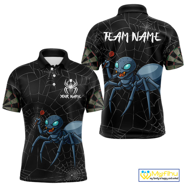 Custom Funny Spider Play Dart Team Men Polo Shirts, Halloween Dart Jerseys NYN0245