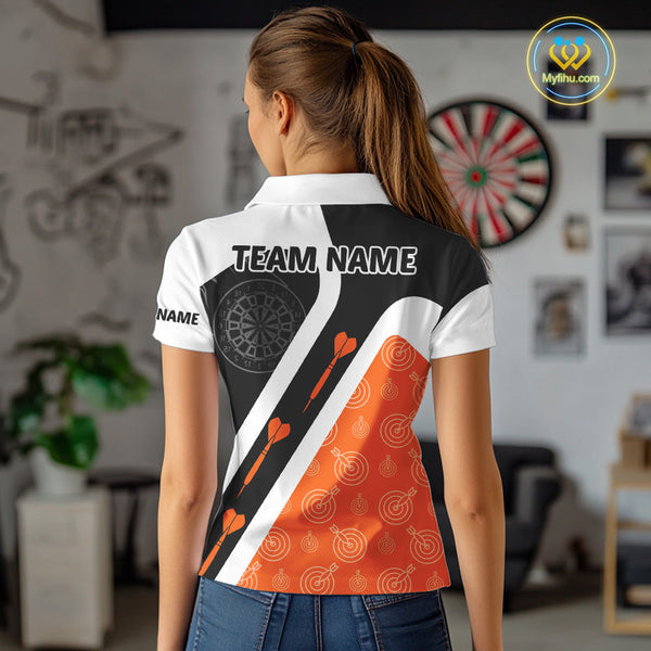 Custom Orange Eagle Dart Jerseys, Dart Pattern Dart Team Women Polo Shirts NYN0062