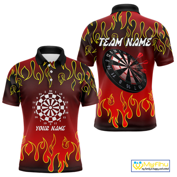 Custom Flame Dart Team Polo Shirts For Men, Dart Team Tournament Polo Shirts NYN0228