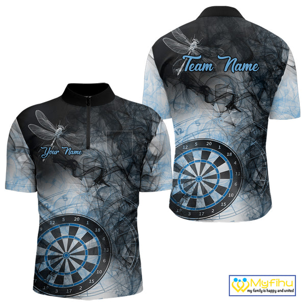 Black And Blue Smoke Dart Shirts For Men Custom Dart Jersey Pocket Option TDM3838