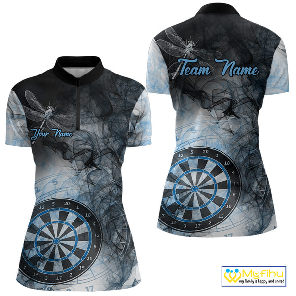 Black And Blue Smoke Dart Shirts For Women Custom Dart Jersey Pocket Option TDM3838
