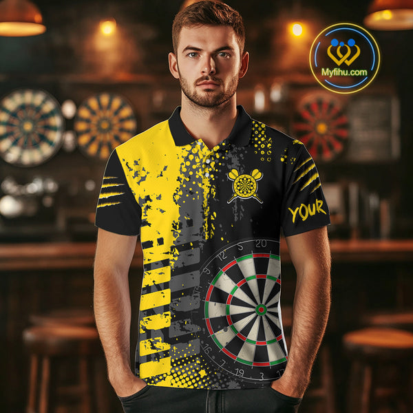 Custom Black And Yellow Tiger Dart Jerseys, Dart Team Tournament Shirt NYN0258