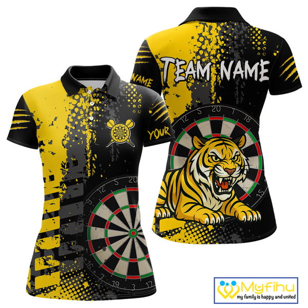 Custom Black And Yellow Tiger Dart Jerseys, Dart Team Tournament Shirt NYN0258