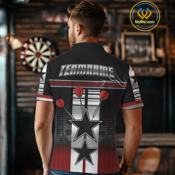 Custom Thunder Lightning Dart Stars Polo Shirt For Men, Dart Team Uniform NYN0451