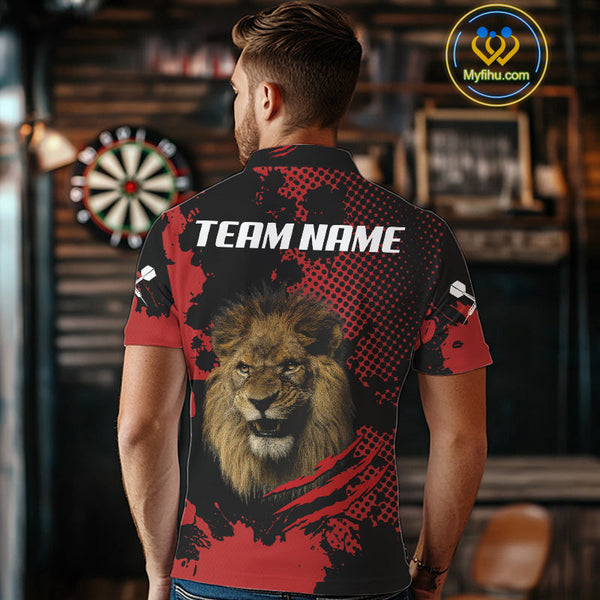Custom Black And Red Lion Claw Scratch Dart Polo Shirts For Men, Dart Jerseys NYN0707