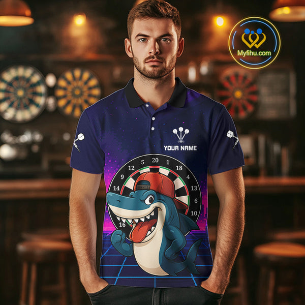 Custom Blue Gradient Swoosh Dartboard Dart Polo Shirts For Men, Dart Team Shirt NYN0709