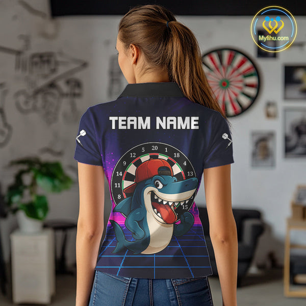 Custom Blue Gradient Swoosh Dartboard Dart Polo Shirts For Women, Dart Team Shirt NYN0709