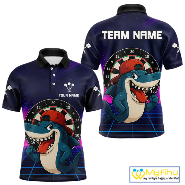 Custom Blue Gradient Swoosh Dartboard Dart Polo Shirts For Men, Dart Team Shirt NYN0709