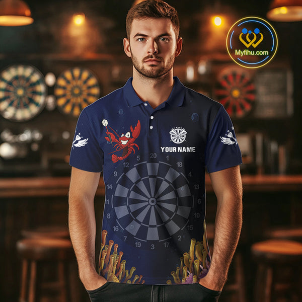 Custom Funny Crab Dart Polo Shirt For Men, Dart Jerseys, Dart Tournament Shirt NYN0523