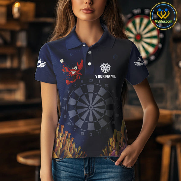 Custom Funny Crab Dart Polo Shirt For Women, Dart Jerseys, Dart Tournament Shirt NYN0523