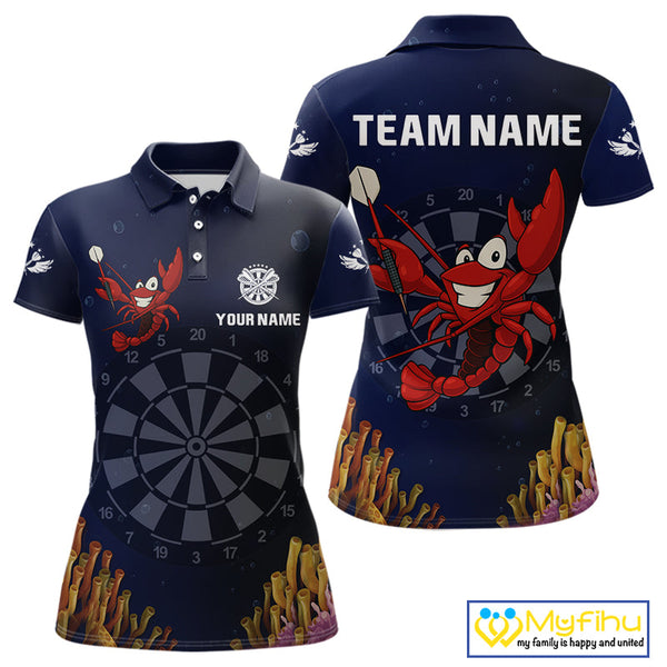 Custom Funny Crab Dart Polo Shirt For Women, Dart Jerseys, Dart Tournament Shirt NYN0523