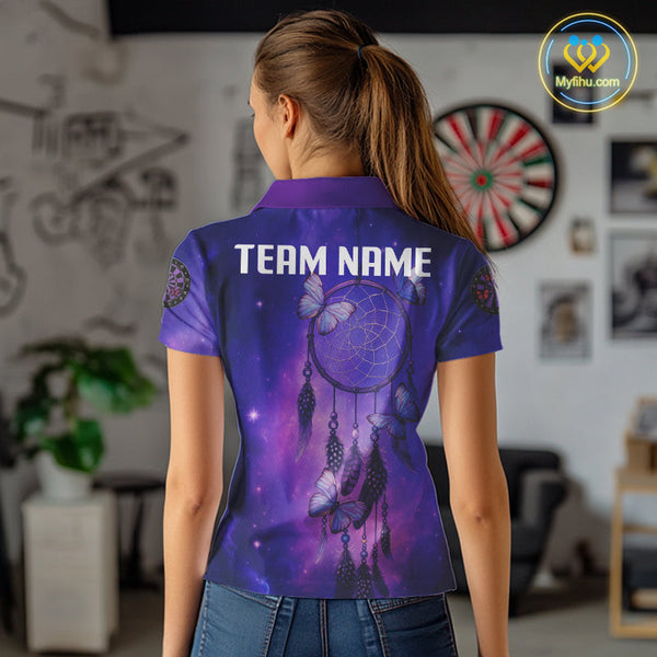 Custom Purple Galaxy Dreamcatcher Dart Team Polo Shirt For Women NYN0536