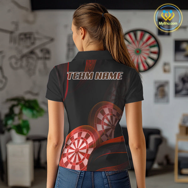 Custom Black And Red Dart Team Polo Shirt For Women, Dart Tournament Shirt NYN0624