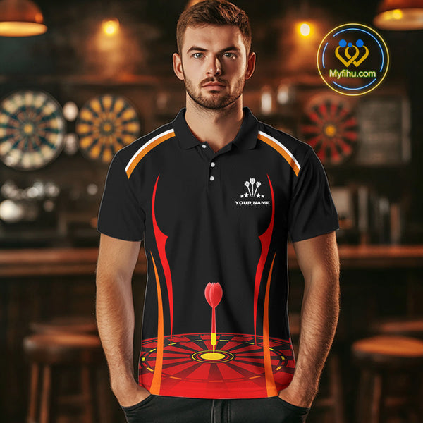 Custom Black And Red Bullseye Dartboard Dart Polo Shirts For Men, Team Shirt NYN0369