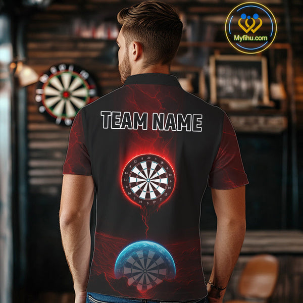 Custom Red And Blue Thunder Lightning Dart Team Men Polo Shirt, Dart Jerseys NYN0631