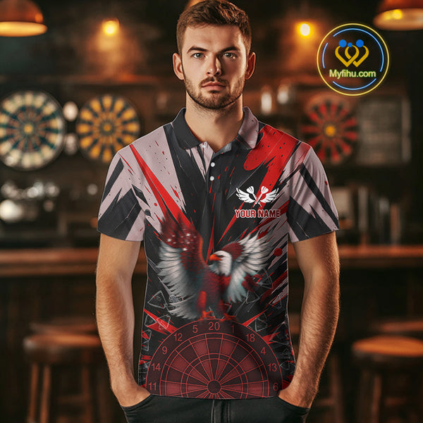 Custom Red Eagle Splash Dartboard Polo Shirt For Men, Power Dart Team Jersey NYN0656