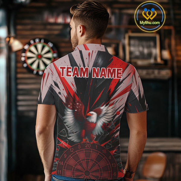 Custom Red Eagle Splash Dartboard Polo Shirt For Men, Power Dart Team Jersey NYN0656