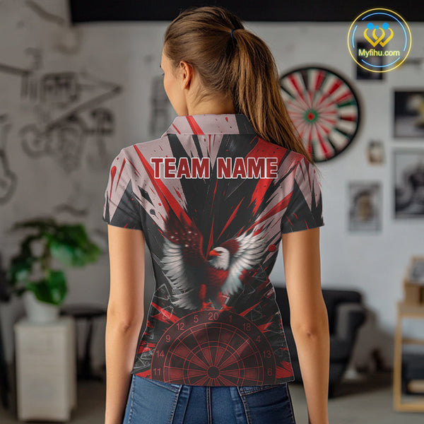 Custom Red Eagle Splash Dartboard Polo Shirt For Women, Power Dart Team Jersey NYN0656