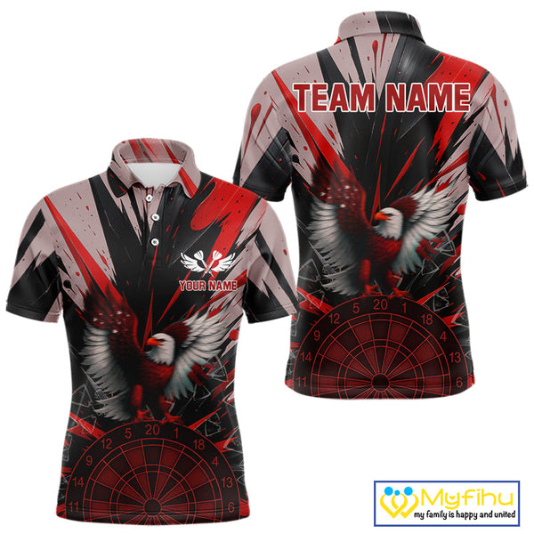 Custom Red Eagle Splash Dartboard Polo Shirt For Men, Power Dart Team Jersey NYN0656