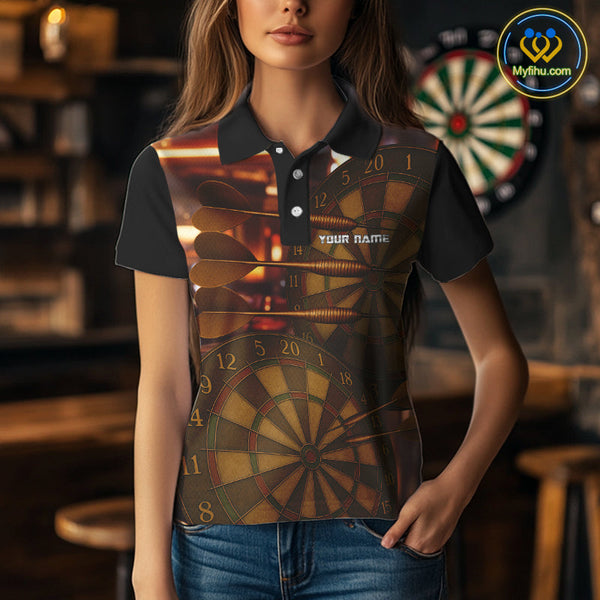 Custom Vintage Dart Polo Shirts For Women, Retro Dart League Shirt NYN0387
