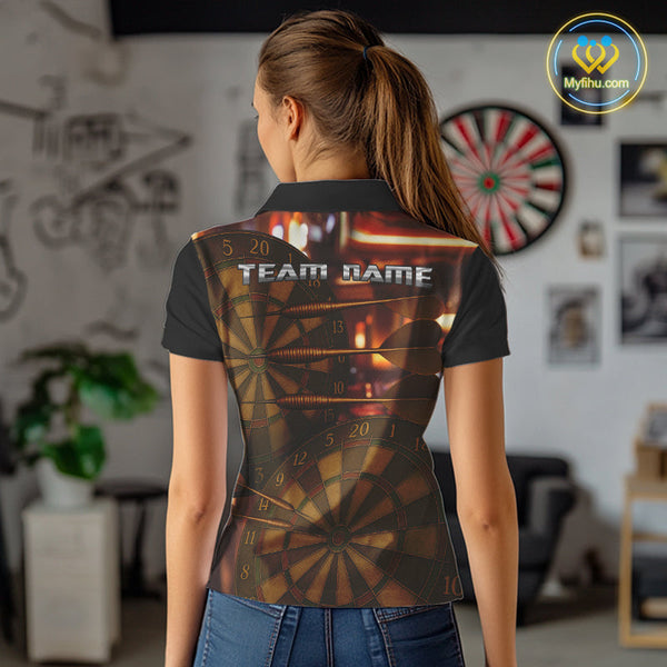 Custom Vintage Dart Polo Shirts For Women, Retro Dart League Shirt NYN0387