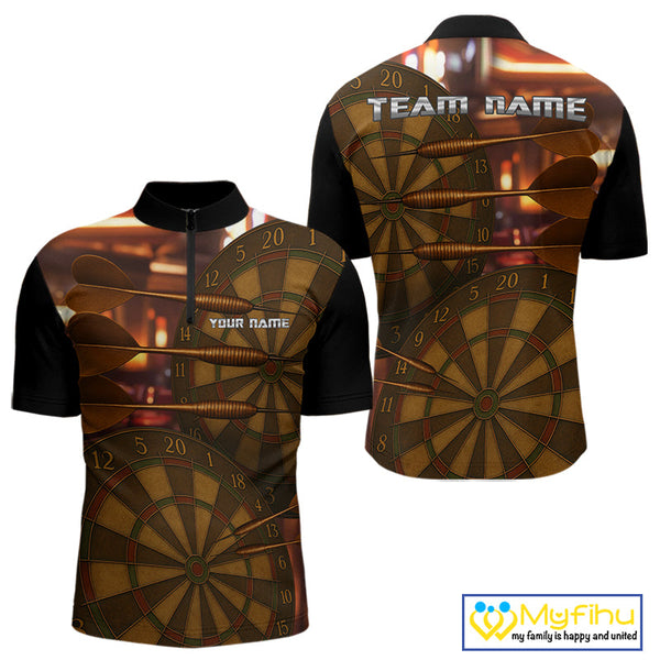Custom Vintage Dart Quarter-Zip Shirts For Men, Retro Dart League Shirt NYN0387
