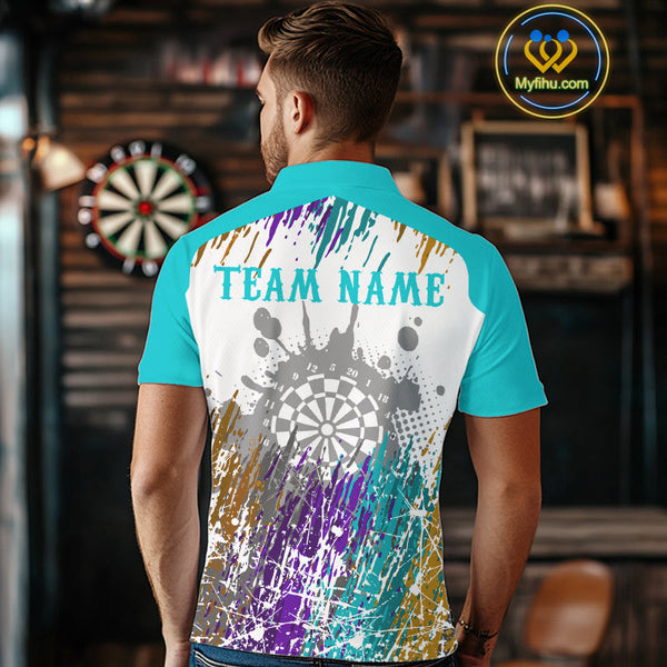 Custom Colorful Splash Paint Dart Polo Shirts For Men, Dart Team Shirt NYN0684