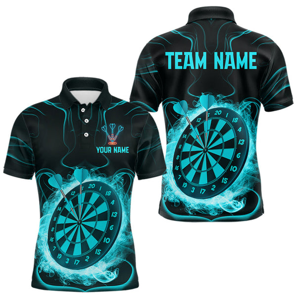 Custom Blue Smoke Flame Dartboard Dart Polo Shirt For Men, Dart Tournament Jerseys NYN0470