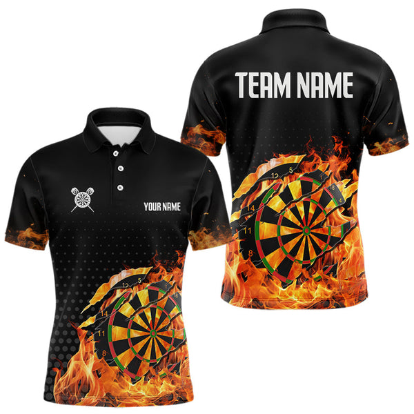 Custom Fire Flame Dartboard Men Polo Shirts, Dart Tournament Dart Team Shirt NYN0270