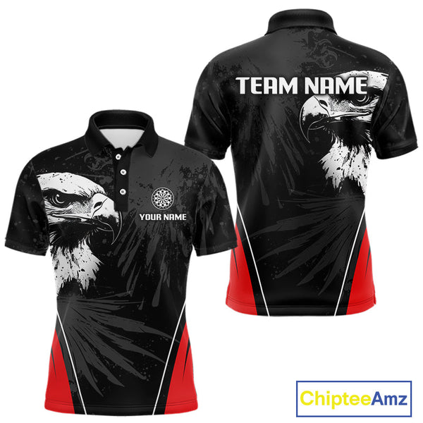 Custom Black And Red Eagle Dart Jerseys, Dart Team League Polo Shirts For Men NYN0272