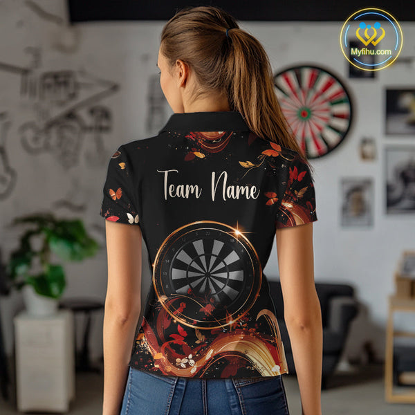 Custom Elegant Butterfly Dart Polo Shirts For Women, Dart Team Tournament Shirt NYN0288