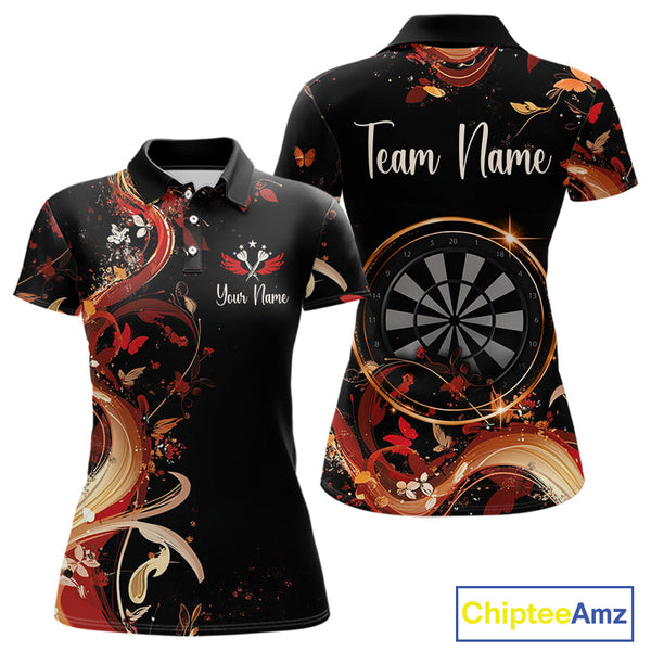 Custom Elegant Butterfly Dart Polo Shirts For Women, Dart Team Tournament Shirt NYN0288