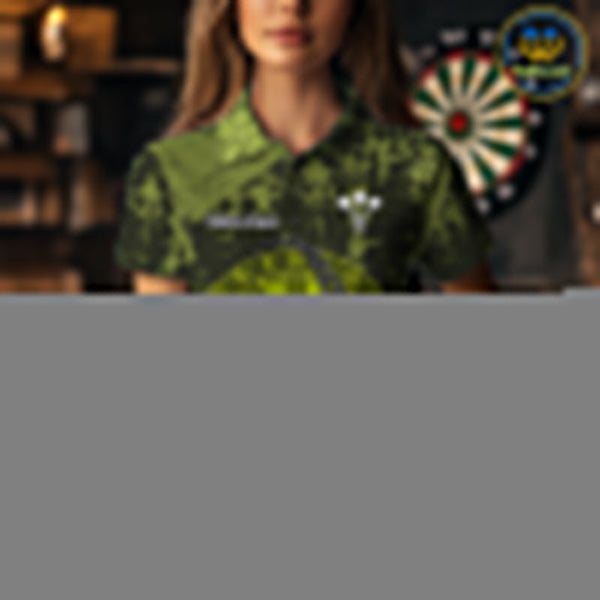 Custom Grunge Black And Yellow Angry Rabbit Dart Team Women Polo Shirt, Dart Jerseys NYN0629