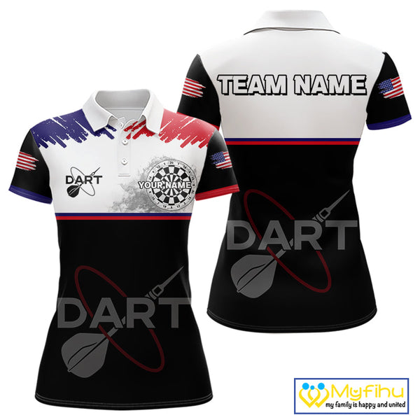 Custom US Flag Dart Patriotic Dart Polo Shirts For Women, Dart League Team Shirt NYN0426