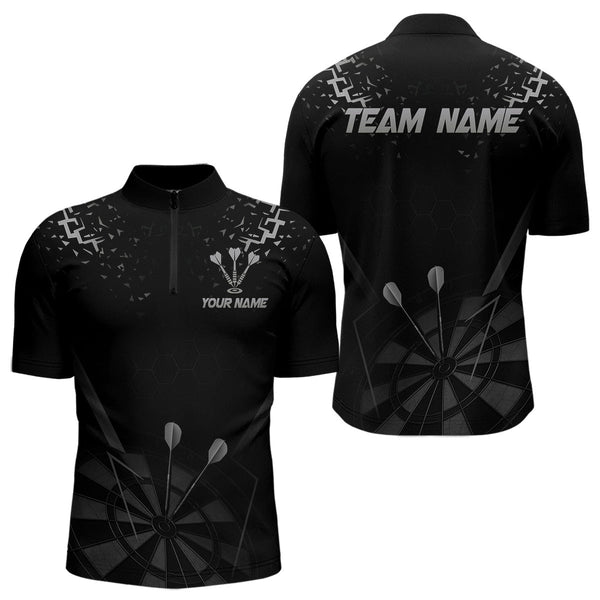 Custom Black And White Dart Team Men Quarter-Zip Shirts, Dart League Shirts With Name NYN0281