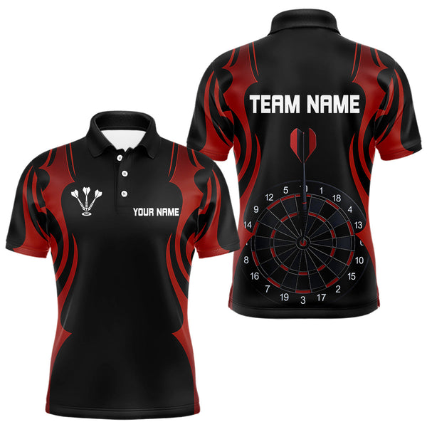 Custom Black And Red Dart Jerseys, Dart Team Polo Shirts For Men NYN0297